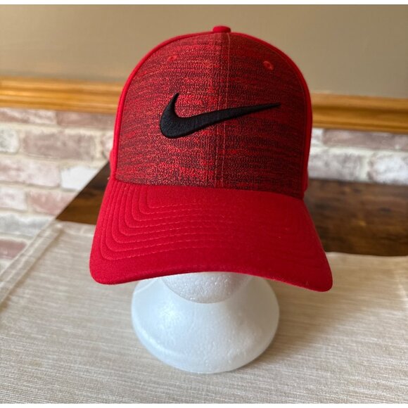 Nike Red & Black Swoosh Elastic One Size Hat Golf Classic 99 - Picture 2 of 16